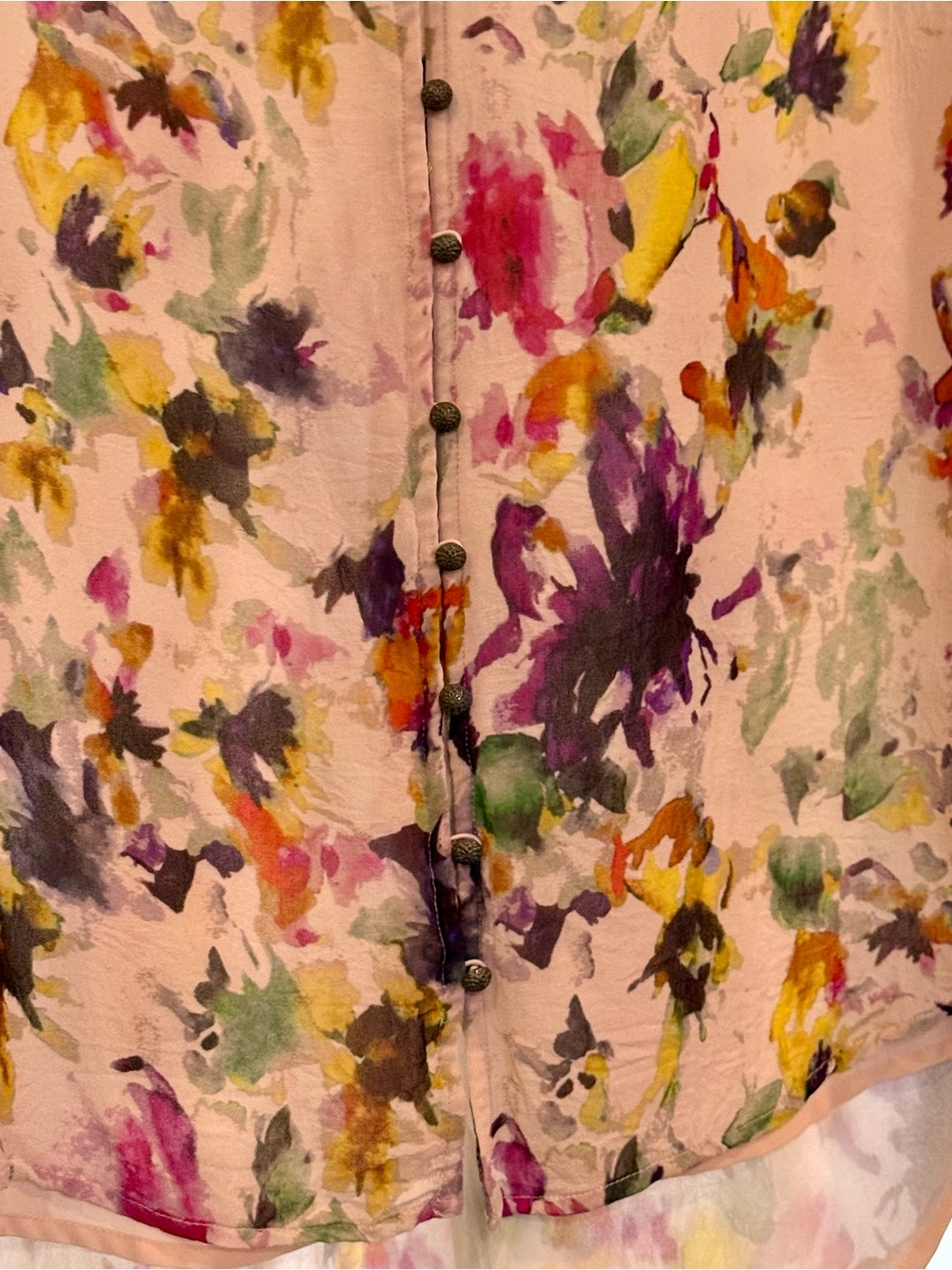 Pilcro Light Pink Floral Button-Front Blouse XL - Picture 3 of 5